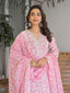 Light Pink Floral Printed Motifs Kurta Set for Women - TLS