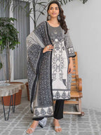Black White Baroque Embroidery Kurta Set with Dupatta – The Layer Stories