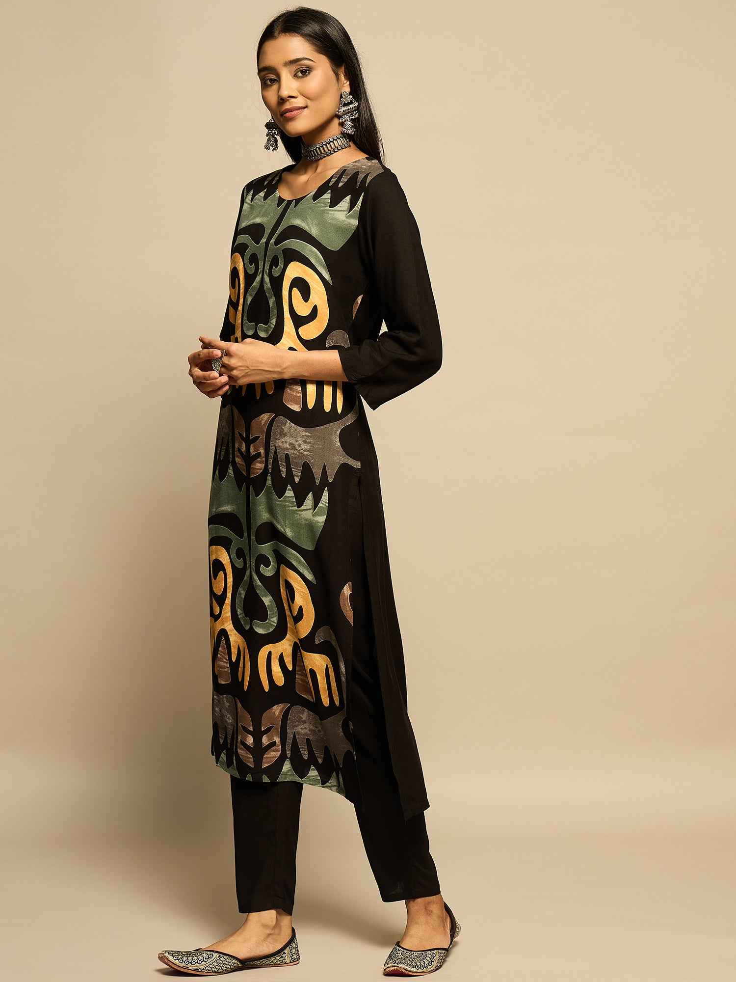 Black Tribal Print Kurta Set – The Layer Stories