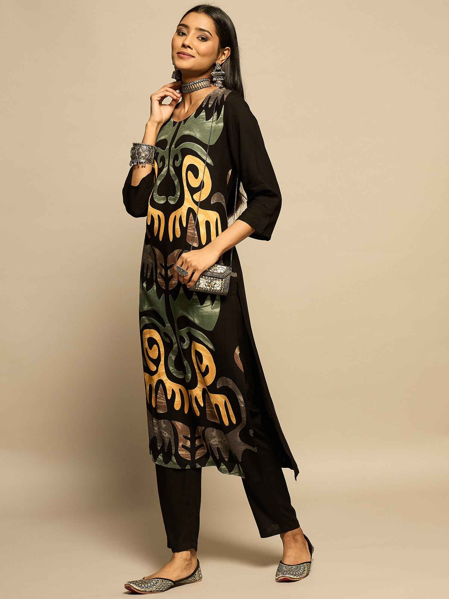 Black Tribal Print Kurta Set – The Layer Stories