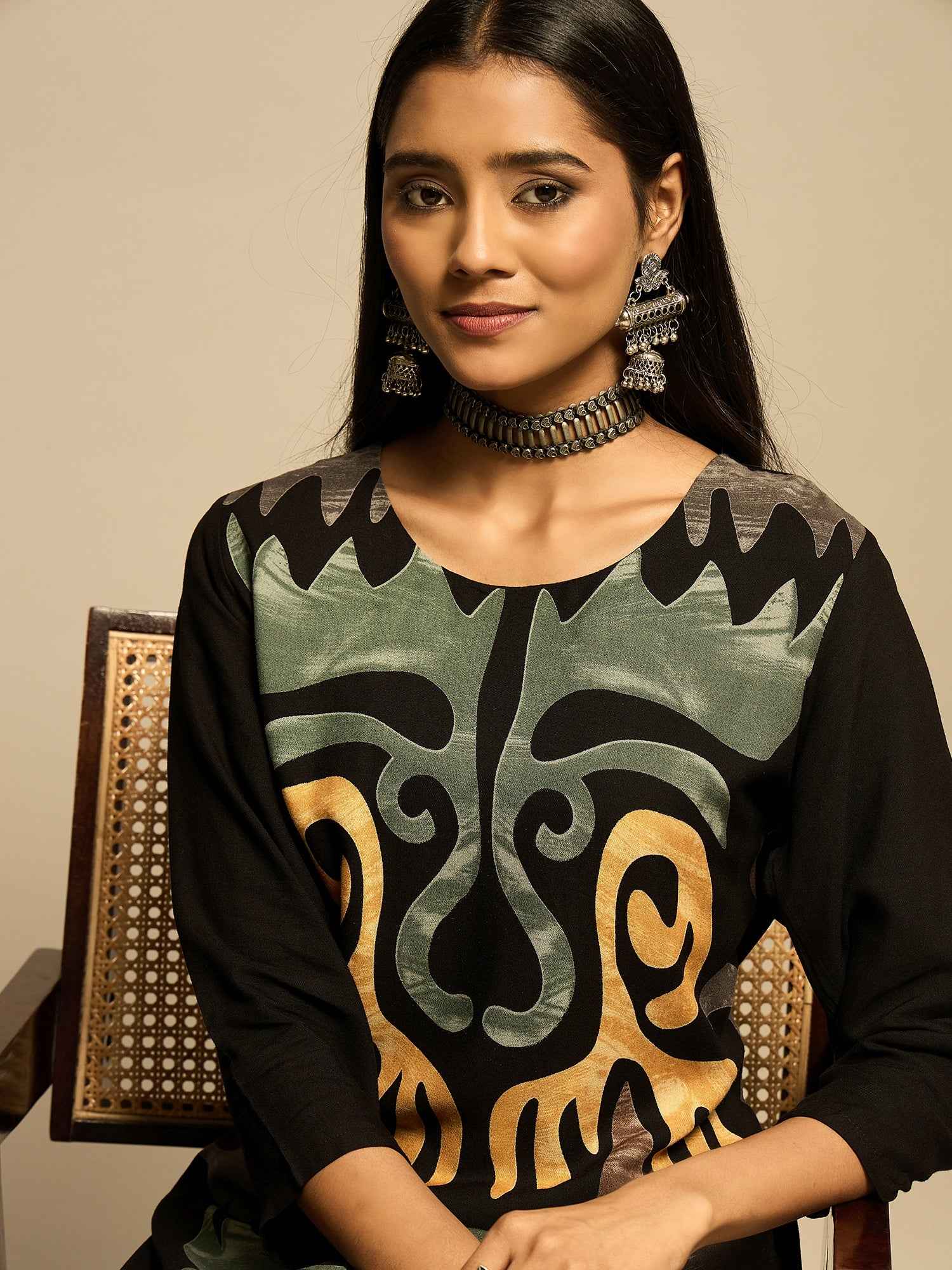 Black Tribal Print Kurta Set – The Layer Stories