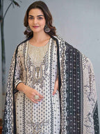 Black & White Embroidered  Kurta Set with Dupatta – The Layer Stories