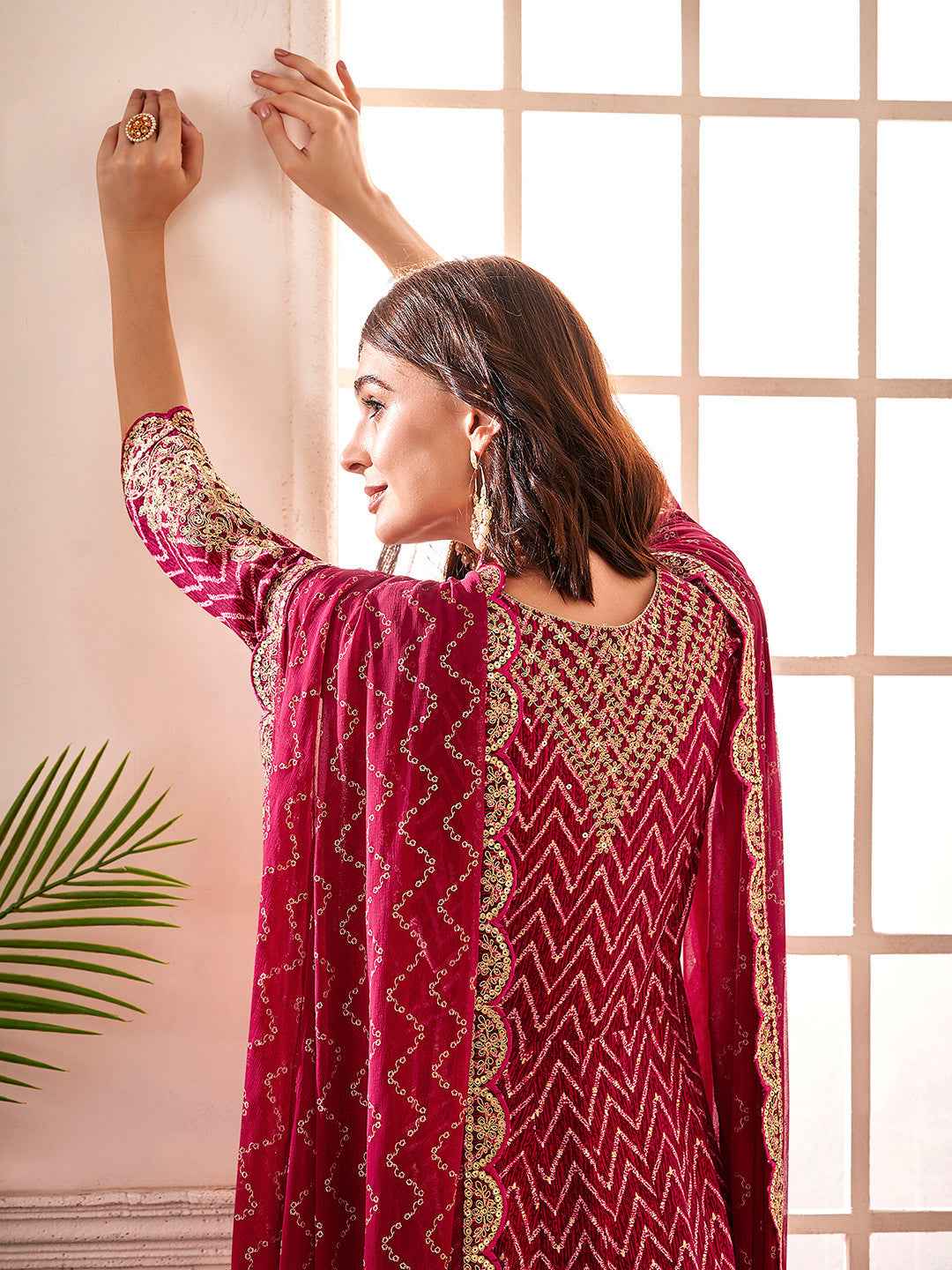 Maroon Embroidered Anarkali Set – The Layer Stories