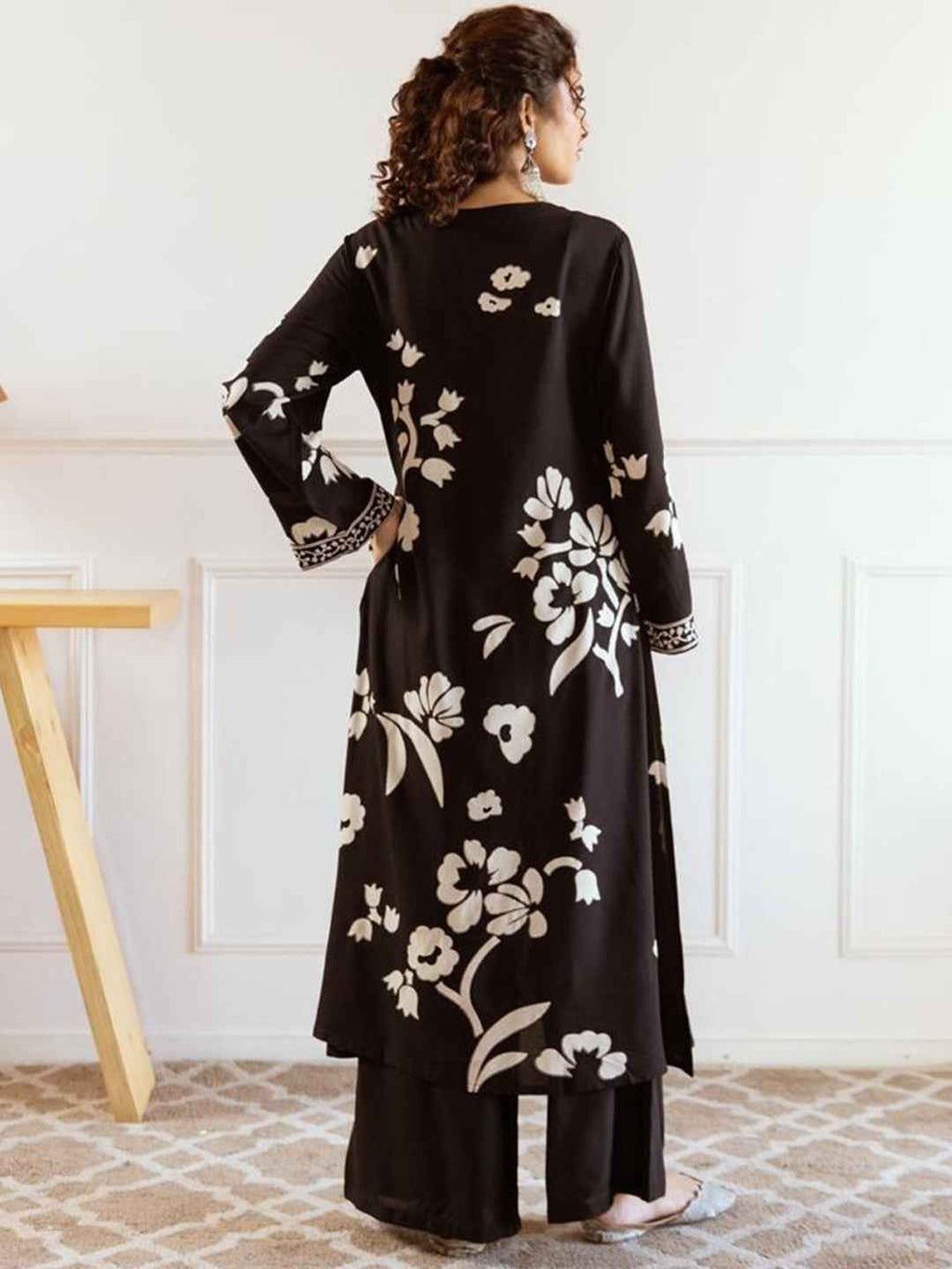 Black Floral Applique Festive Kurta Set – The Layer Stories