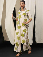 Ivory Green Lotus Printed Kurta Set – The Layer Stories