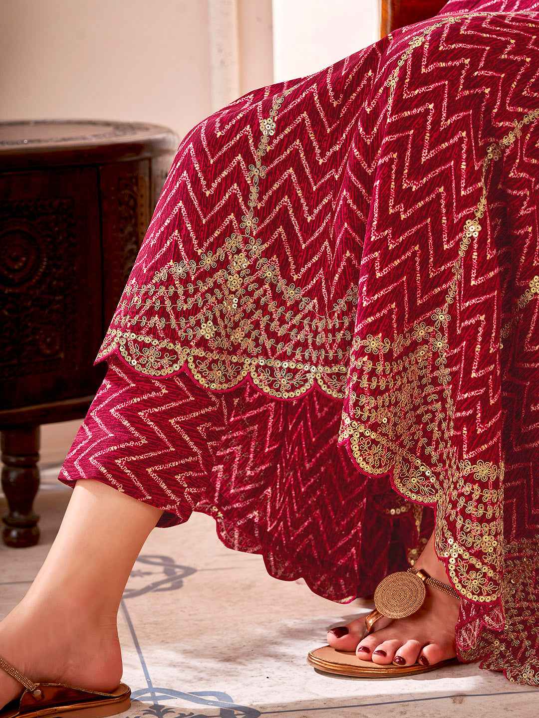 Maroon Embroidered Anarkali Set – The Layer Stories