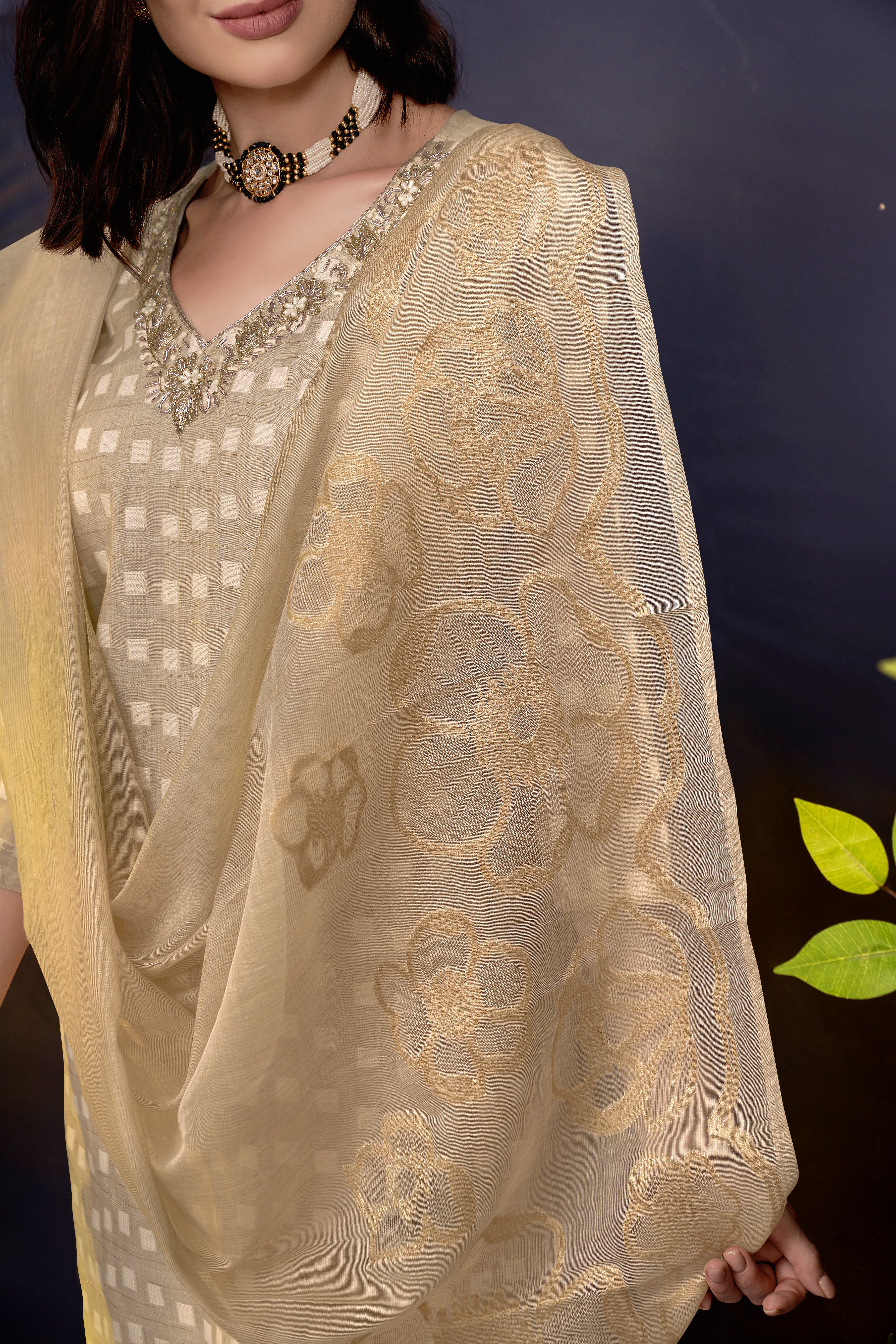 BeigeGeometricMotifsPrintedKurtaSetforWomen-TLS
