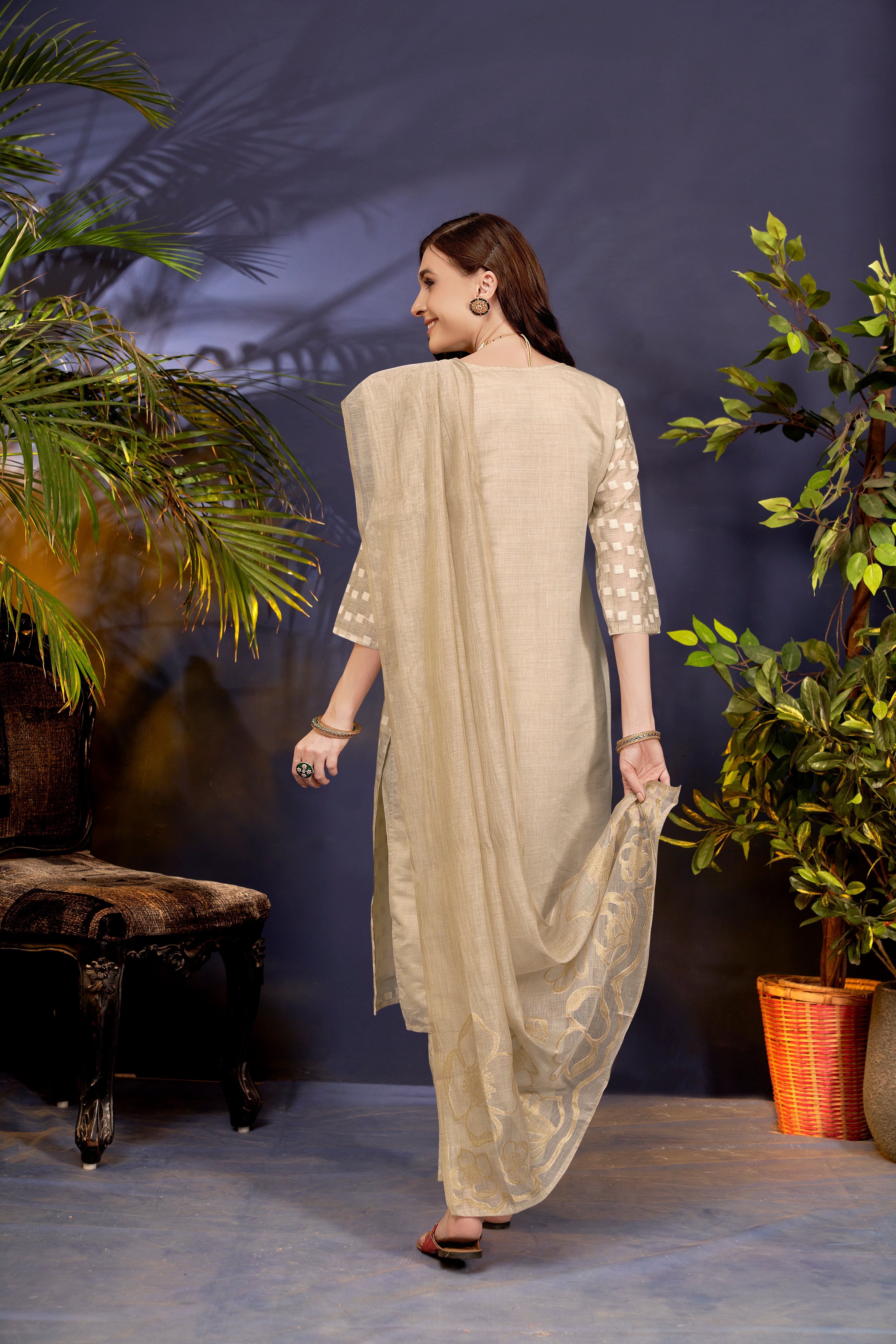 BeigeGeometricMotifsPrintedKurtaSetforWomen-TLS
