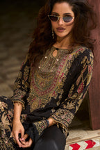 Black Black Gold Embroidered Kurta Set for Women - TLS-2