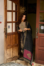Black Black Gold Embroidered Kurta Set for Women - TLS-7