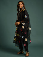Black  Floral Patch Work Kurta Set for Women - TLS-3