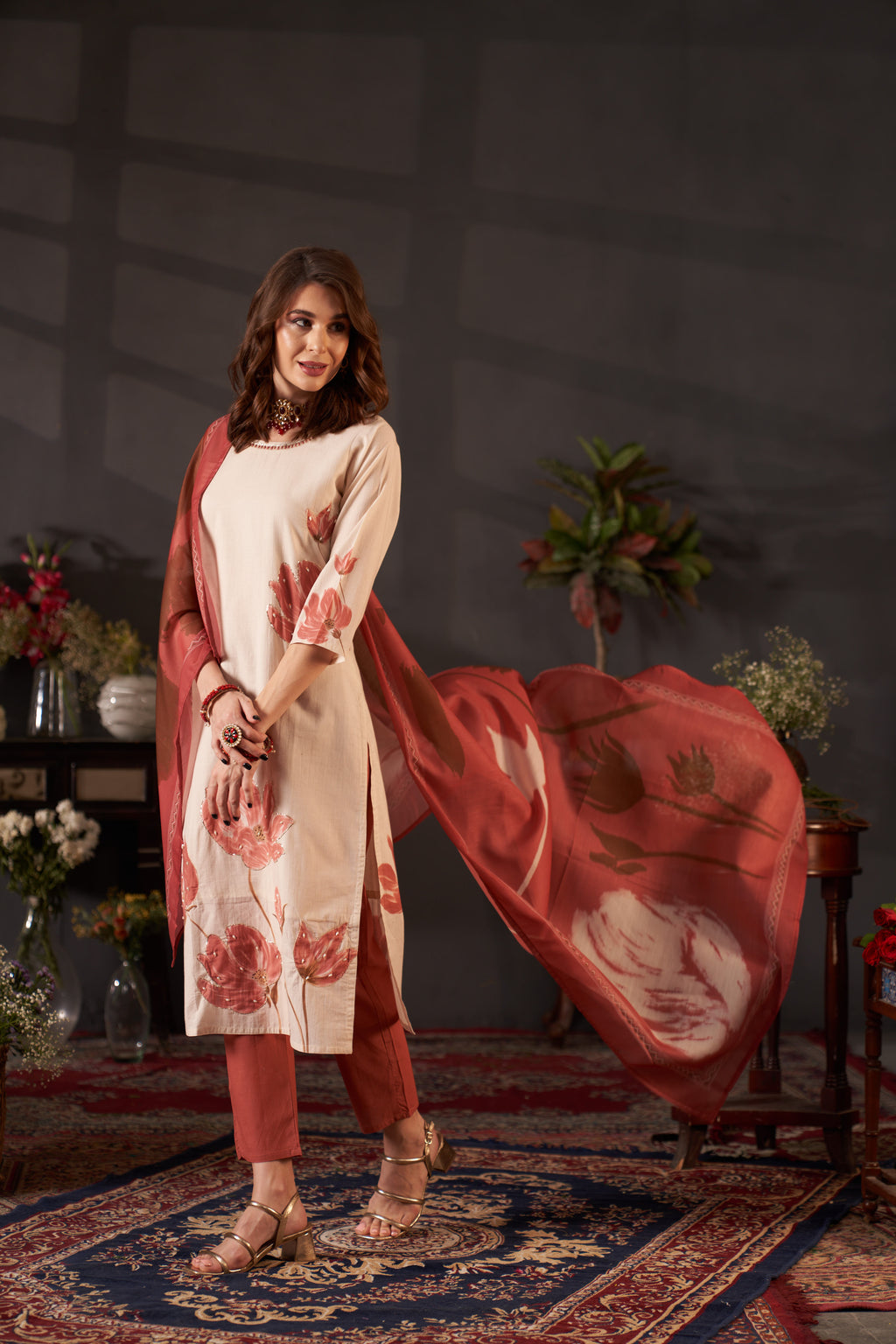 BrownFloralPrintedMotifsKurtaSetforWomen-TLS_2