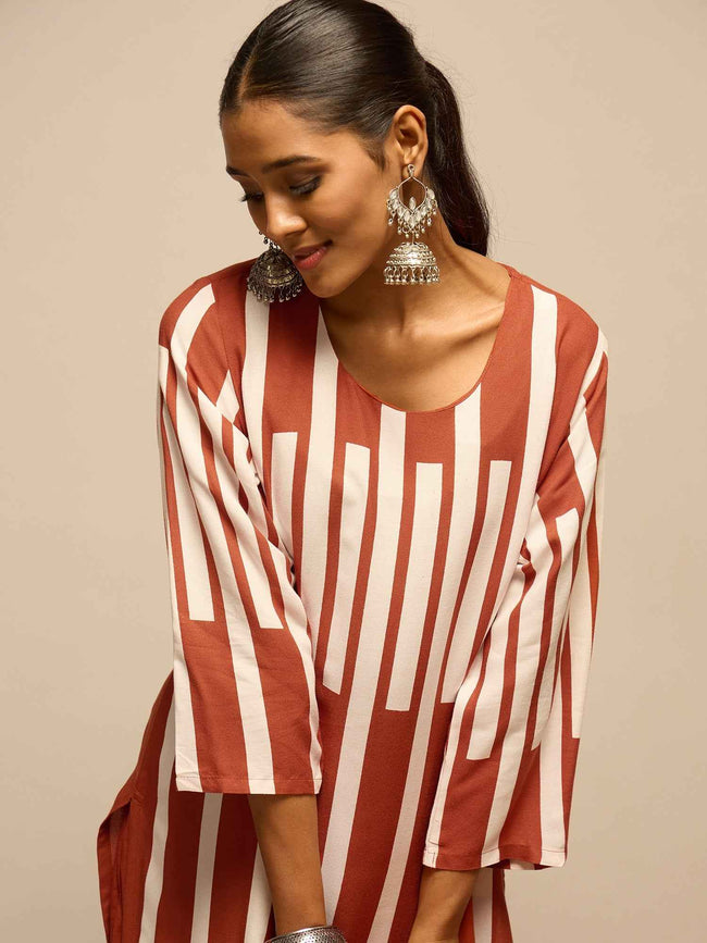 Geometric Floral Printed Kurta Set for Women - TLS Main Image