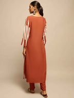 Brown Geometric Floral Printed Kurta Set for Women - TLS-2