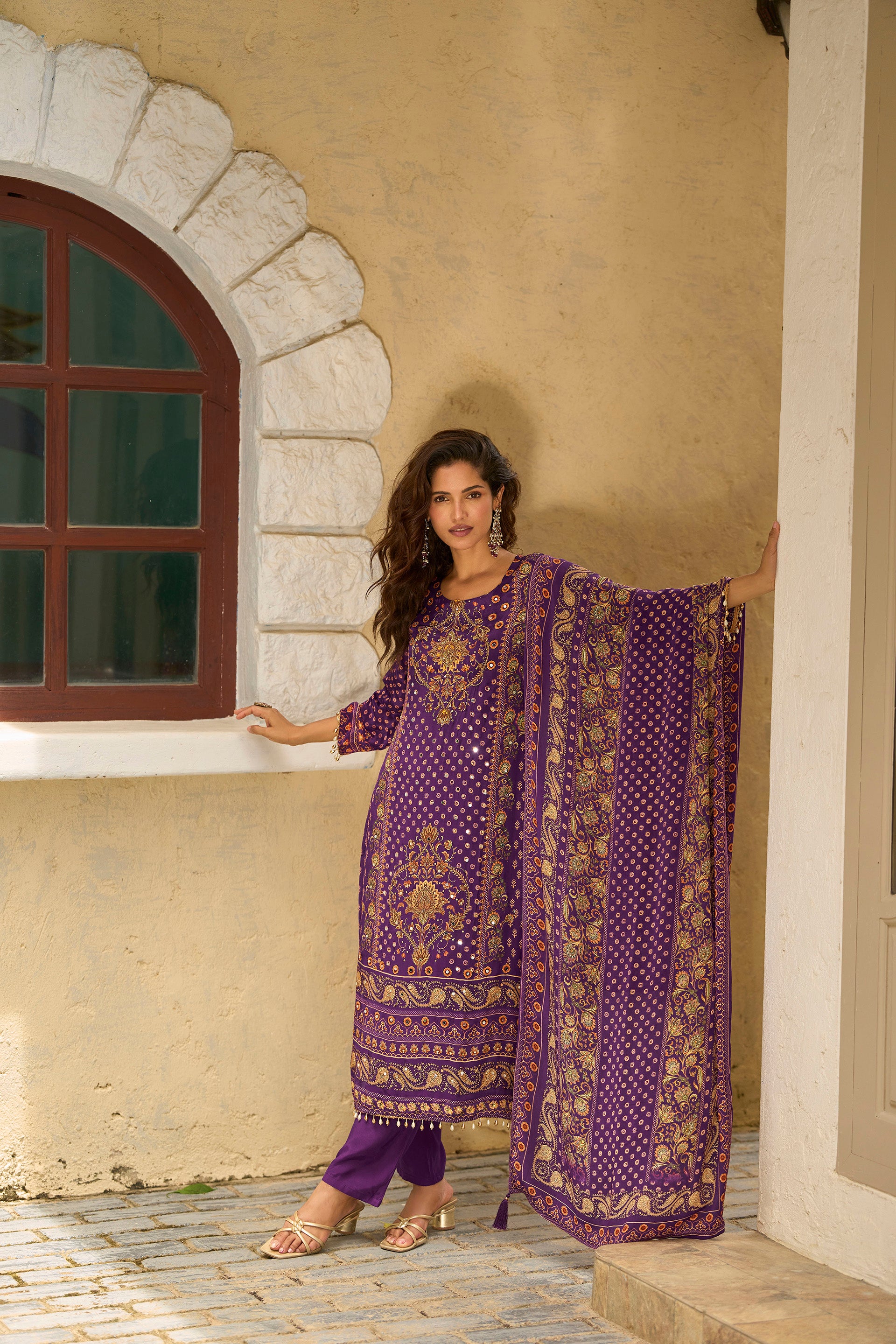 Pink Gold Embroidered Festive Suit Set – The Layers Stories