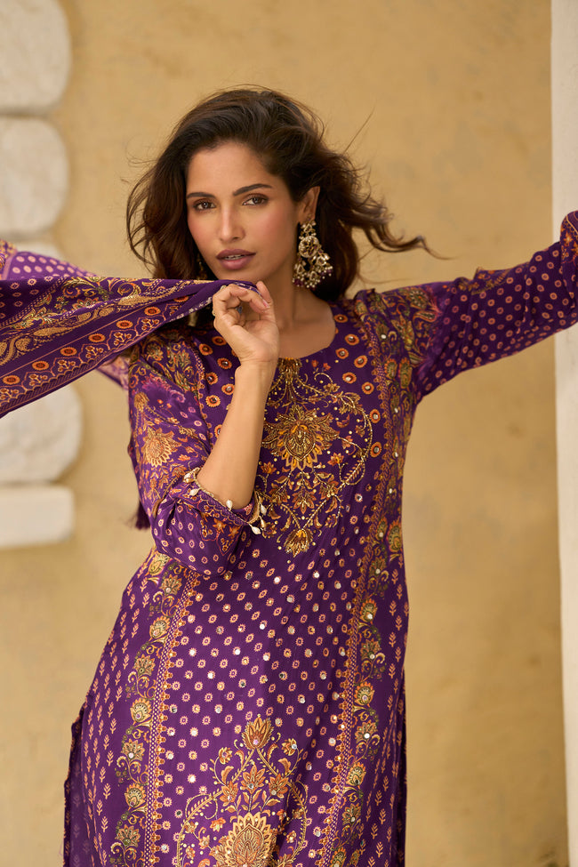 Crimson Gold Embroidered Kurta Set – The Layers Stories Main Image