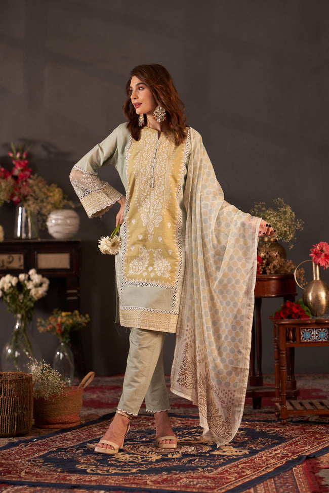 GreyPaisleyEmbroideredKurtaSetforWomen-TLS Hover Image