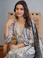 Black & White Embroidered  Kurta Set with Dupatta – The Layer Stories