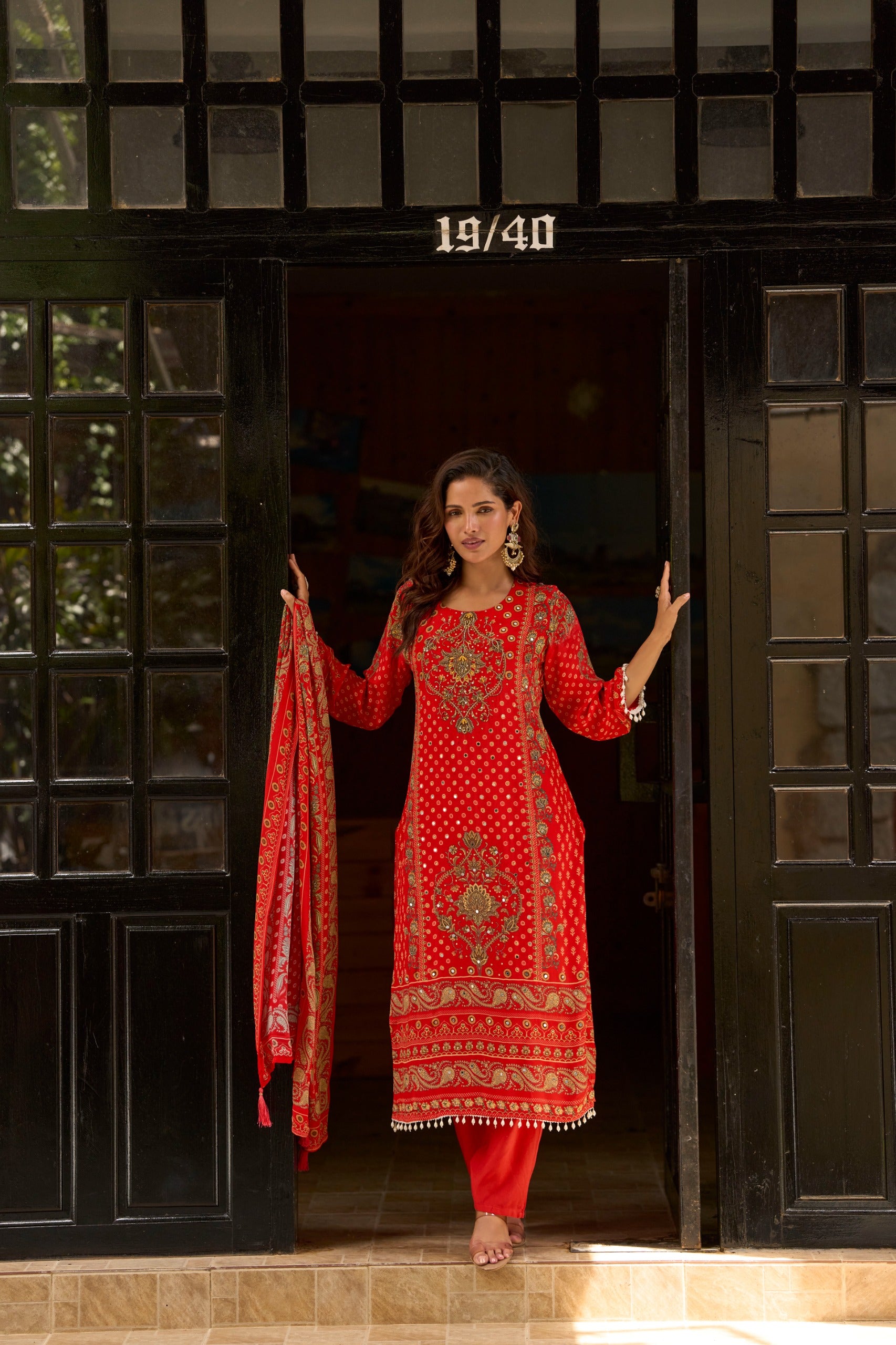 Crimson Gold Embroidered Festive Suit Set – The Layers Stories