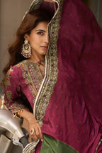 Maroon Elegant Maroon Gold Embroidered Kurta Set for Women - TLS-4