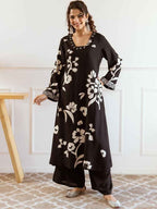 Black Floral Applique Festive Kurta Set – The Layer Stories