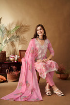 PinkFloralPatchWorkKurtaSetforWomen-TLS 