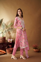 PinkFloralPatchWorkKurtaSetforWomen-TLS 2