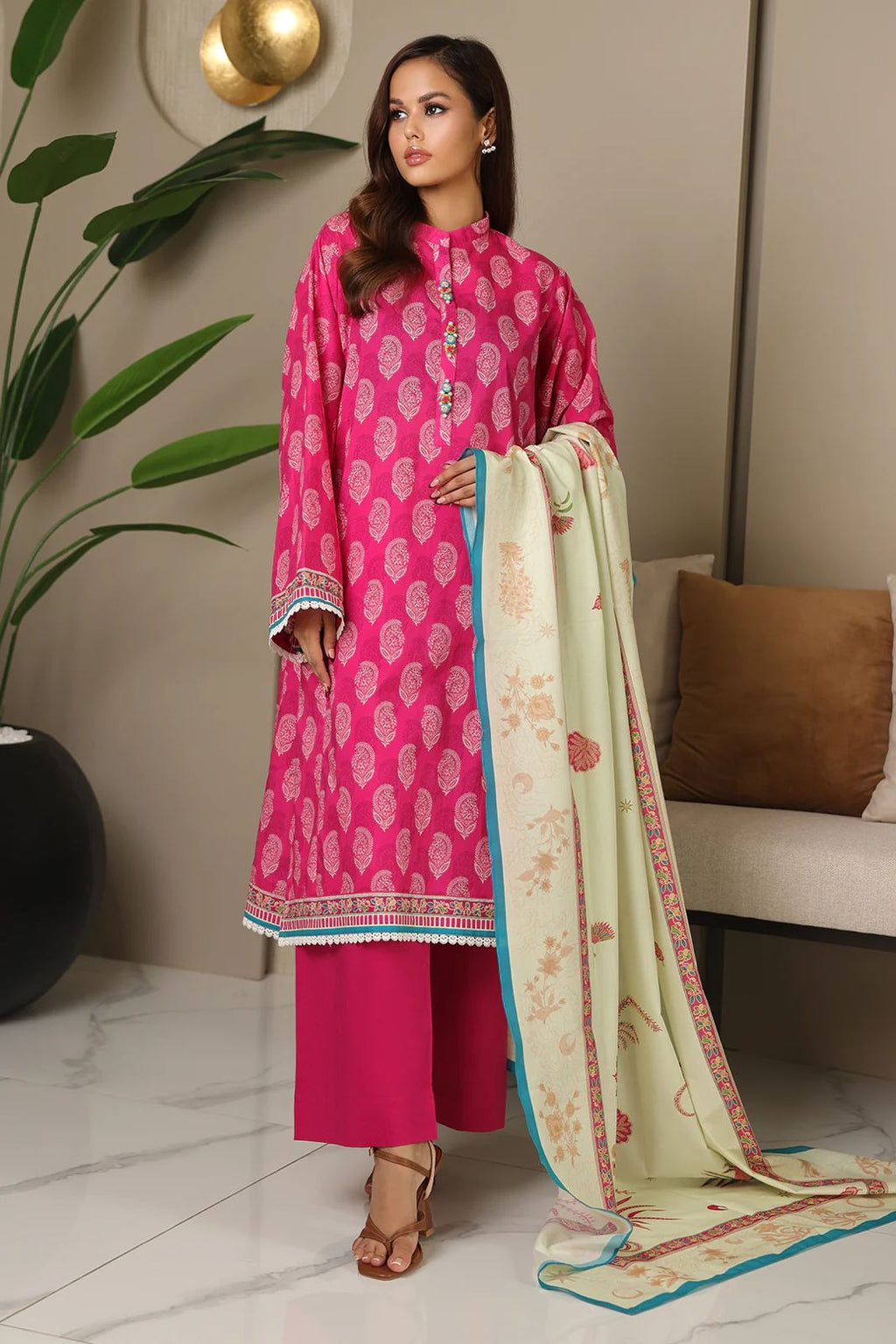 PinkPaisleyPrintedMotifsKurtaSetforWomen-TLS