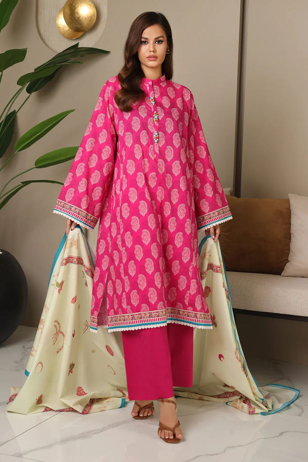 PinkPaisleyPrintedMotifsKurtaSetforWomen-TLS