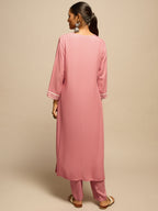 Pink Geometric Printed Kurta Set for Women - TLS-3