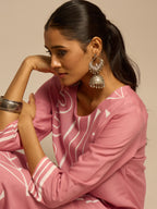 Pink Geometric Printed Kurta Set for Women - TLS-4