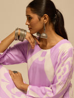 Purple Geometric Motifs Printed Kurta Set for Women - TLS-5