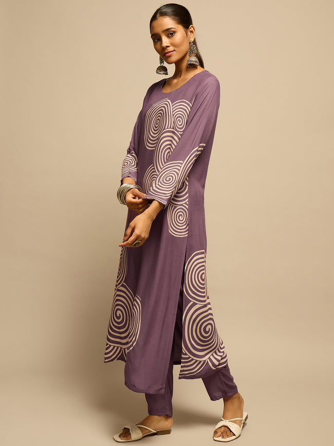 Spiral Printed  Kurta Set for Women - TLS Main Image