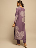 Purple Spiral Printed  Kurta Set for Women - TLS-2