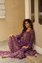 Purple Vibrant Printed Mirror Work Kurta Set for Women - TLS-5
