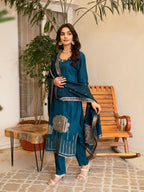 RoyalBlueFloralPrintedMotifsKurtaSetforWomen-TLS