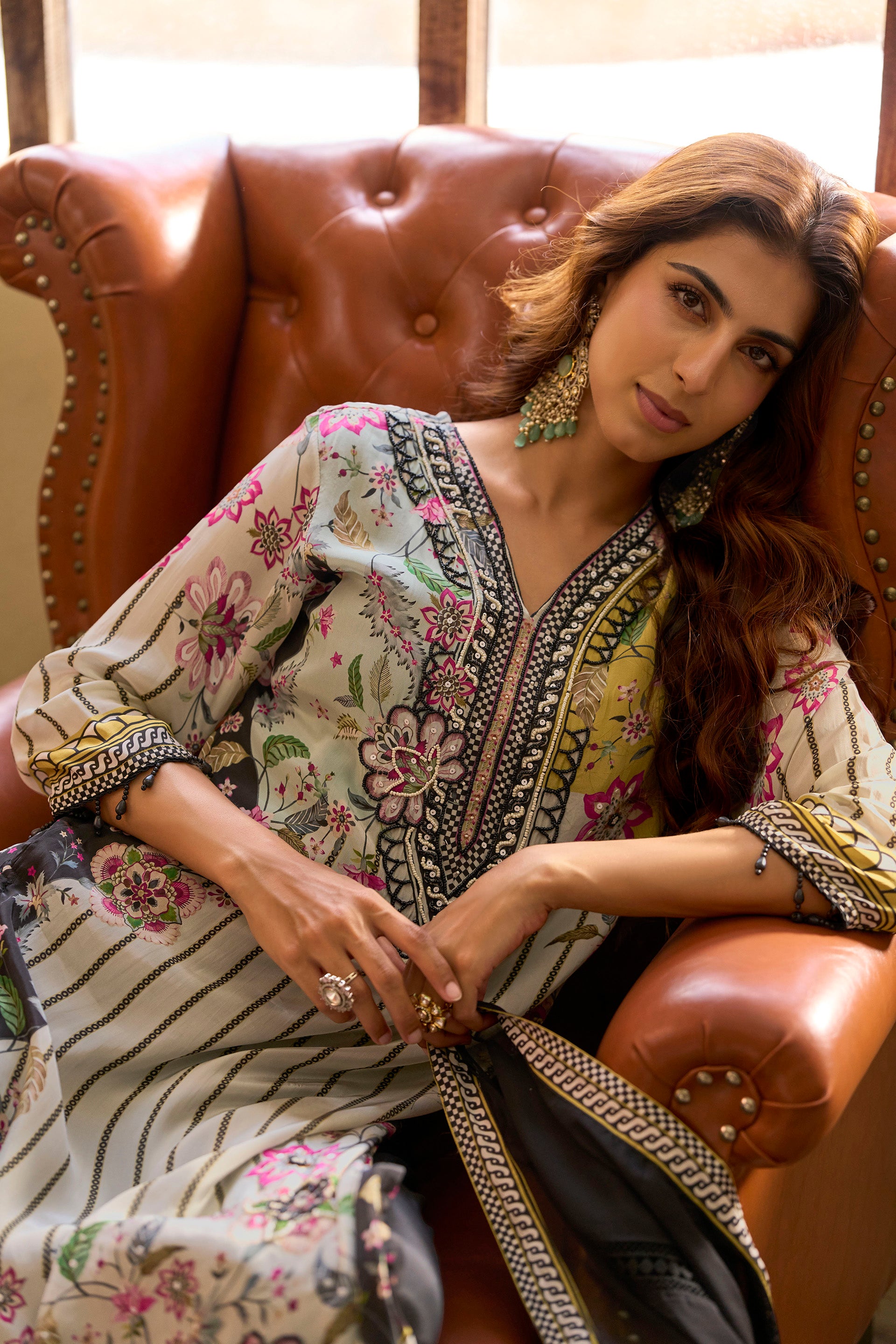 White Floral Embroidered Kurta Set for Women - TLS-5