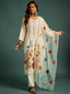 White  Floral Patch Work Kurta Set for Women - TLS