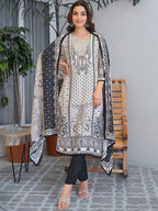 Black & White Embroidered  Kurta Set with Dupatta – The Layer Stories