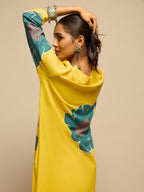 Yellow Floral Printed Kurta Set for Women - TLS-2