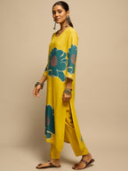Yellow Floral Printed Kurta Set for Women - TLS-4