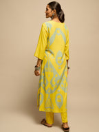 Yellow Geometric Motifs Printed Kurta Set for Women - TLS-2