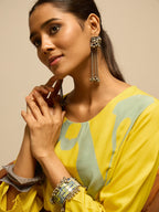 Yellow Geometric Motifs Printed Kurta Set for Women - TLS-4