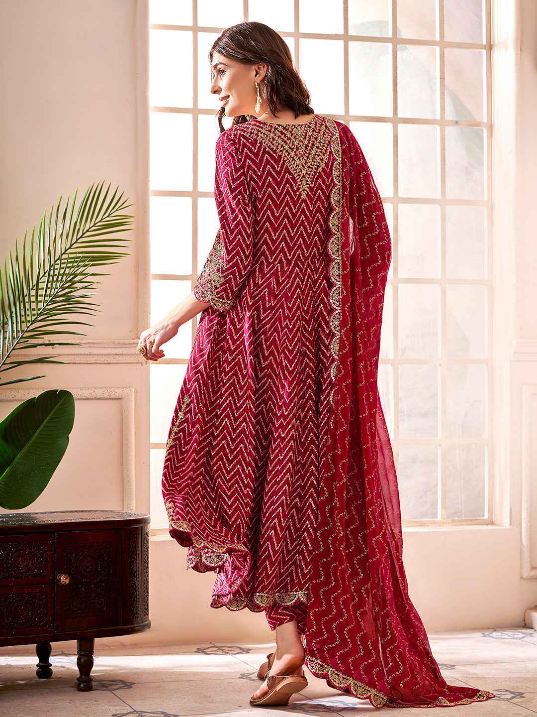 Maroon Embroidered Anarkali Set – The Layer Stories