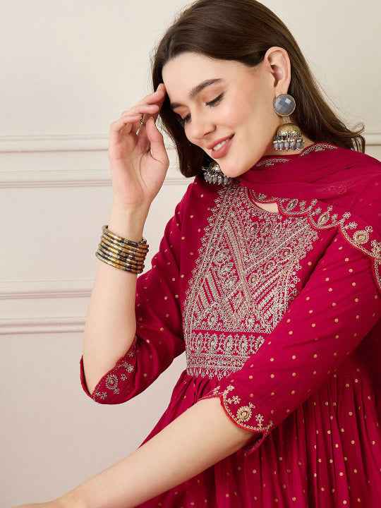 Ethnic Motifs Embroidery  Kurta Set for Women - TLS Main Image