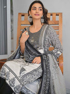 Black White Baroque Embroidery Kurta Set with Dupatta – The Layer Stories