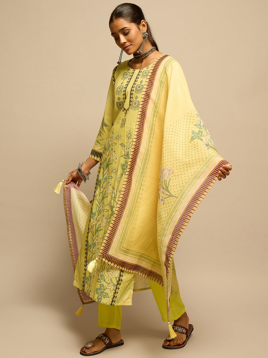 limeYellowFloralPrintedKurtaSetforWomen-TLS-3