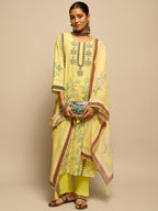 limeYellowFloralPrintedKurtaSetforWomen