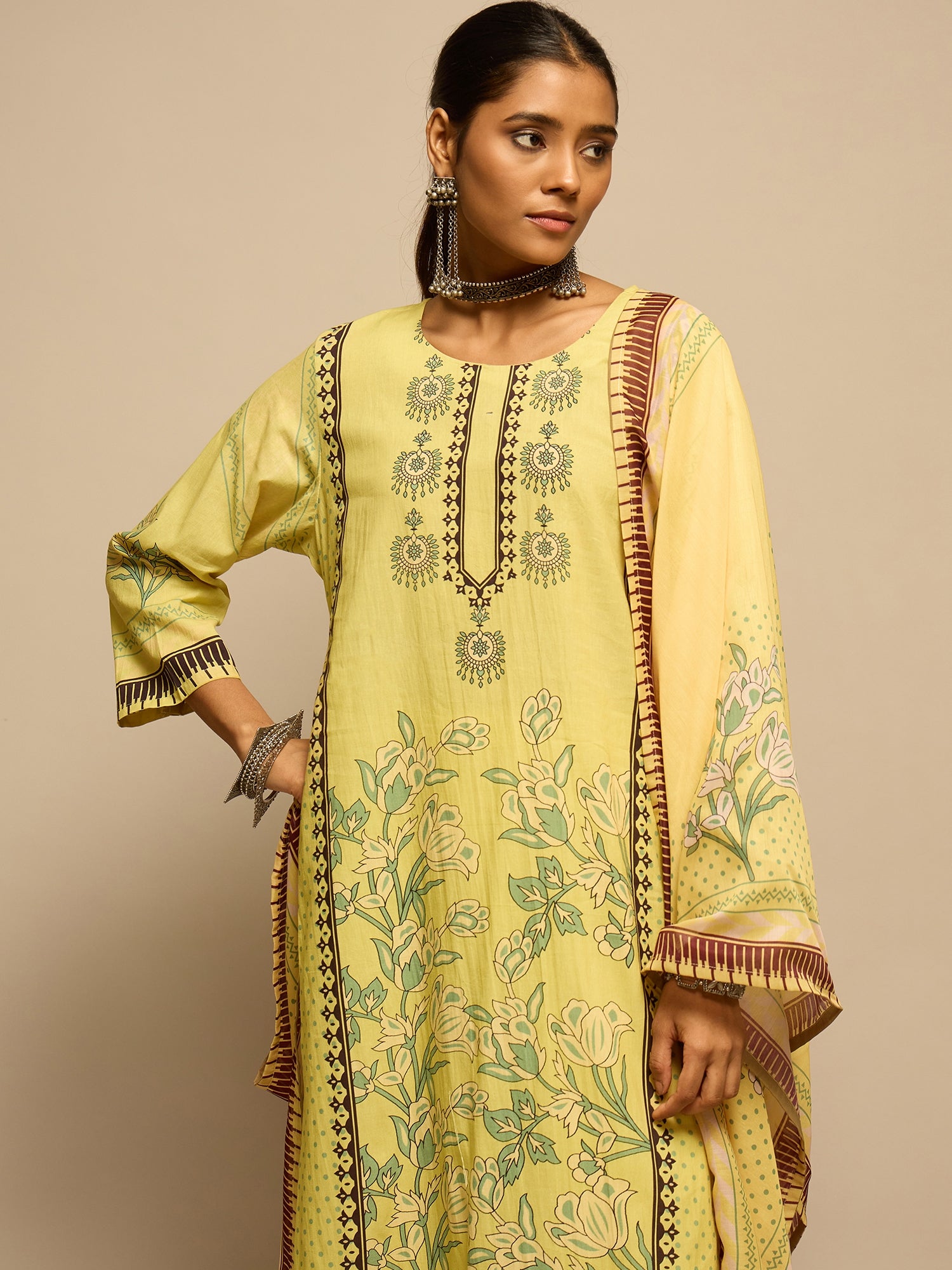 limeYellowFloralPrintedKurtaSetforWomen-TLS-5