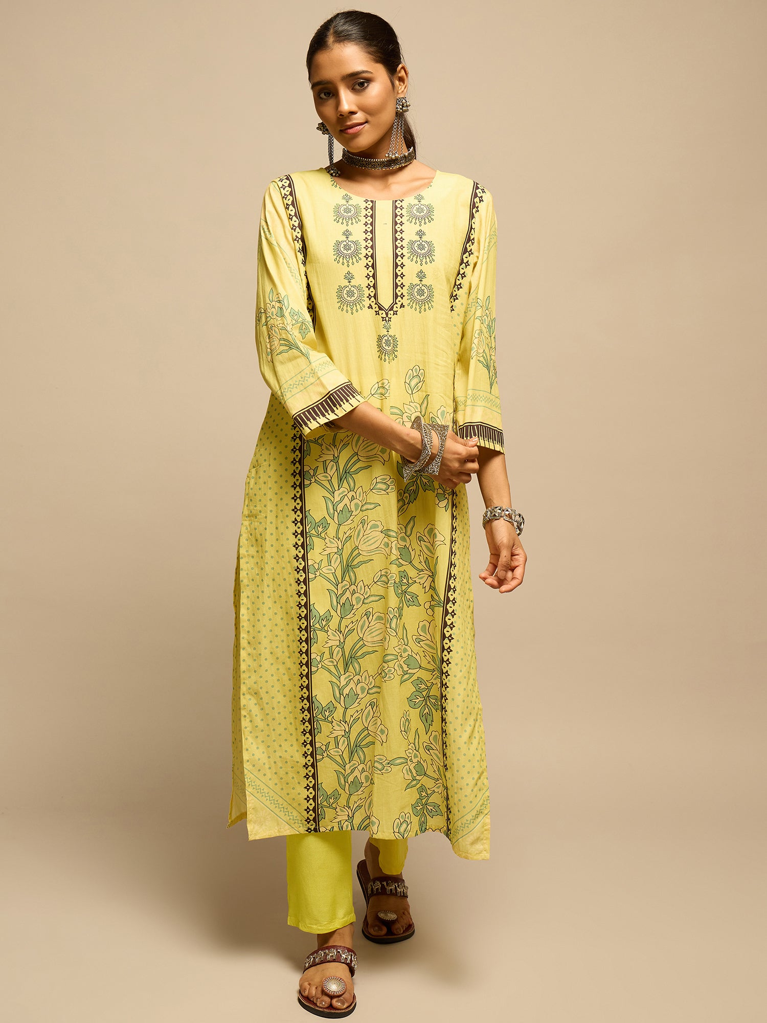 limeYellowFloralPrintedKurtaSetforWomen-TLS-6